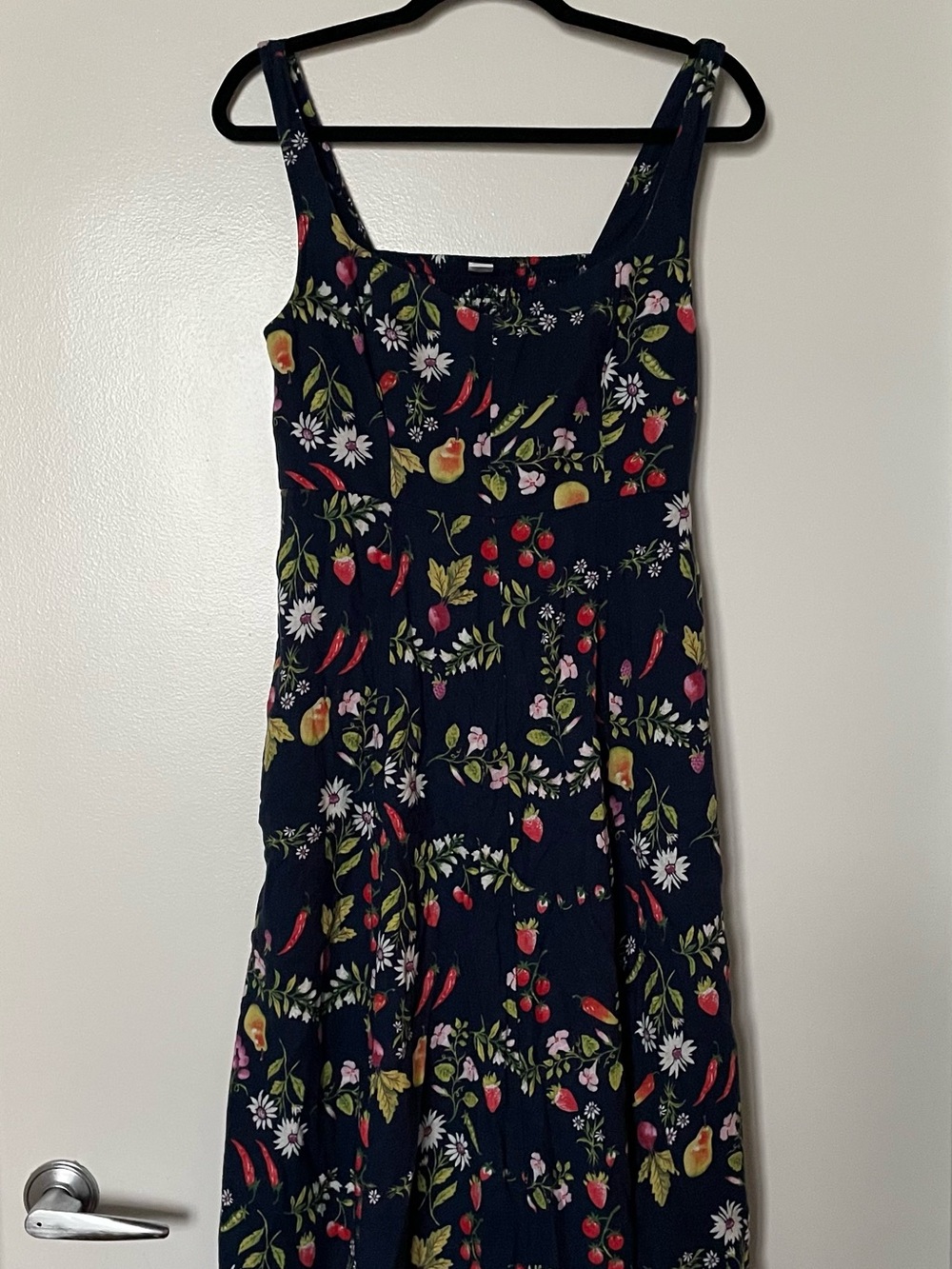 Floral Fruit-Print Navy Sundress